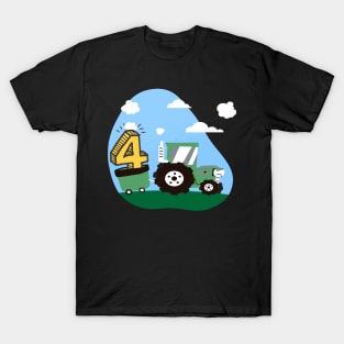 zum 4. Geburtstag Traktor Outfit für Jungs und Landwirte T-Shirt